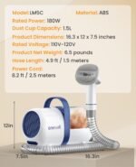 oneisall 6 in 1 Cat Grooming Vacuum & Cat Grooming Kit,50dB Low Noise Cat Grooming Vacuum with Electric Clippers,Cat Vacuum Brush for Shedding Grooming with 1.5L Dust Cup, White - Image 9