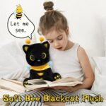 Cat Plush Toy, 8inch Kawaii Black Cat Plush with Honeybee Outfit Costume, Valentines Day Gift for Her Him, Soft Huggable Plushies Toy for Kids Birthday Gifts - Image 3