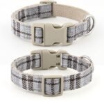 Plutus Pet Cotton Hemp Dog Collar and Leash Set, Adjustable Collar for Small, Medium, and Large Dogs, Heavy Duty and Soft on Skin, Gray Plaid, S - Image 3