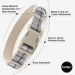 Plutus Pet Cotton Hemp Dog Collar and Leash Set, Adjustable Collar for Small, Medium, and Large Dogs, Heavy Duty and Soft on Skin, Gray Plaid, S - Image 4