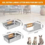 Homegroove Stainless Steel Sifting Litter Box for Pine Pellets, 23.6''x15.7''x12''(60x40x15cm) High Sides Metal Cat Litter Box with Lid for Indoor Cats with Plastic Scoop &10 Urine Pads (6 Inch) - Image 3
