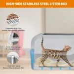 Homegroove Stainless Steel Sifting Litter Box for Pine Pellets, 23.6''x15.7''x12''(60x40x15cm) High Sides Metal Cat Litter Box with Lid for Indoor Cats with Plastic Scoop &10 Urine Pads (6 Inch) - Image 5