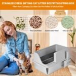 Homegroove Stainless Steel Sifting Litter Box for Pine Pellets, 23.6''x15.7''x12''(60x40x15cm) High Sides Metal Cat Litter Box with Lid for Indoor Cats with Plastic Scoop &10 Urine Pads (6 Inch) - Image 6