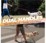 VIVAGLORY Twingrip Dog Leash, Double Handle Dog Leash for Training & Walking with Traffic Handle & 2 Loop, Traffic Control Reflective Heavy Duty for Puppy Pet, 6ft x 1in, Red - Image 3