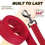 VIVAGLORY Twingrip Dog Leash, Double Handle Dog Leash for Training & Walking with Traffic Handle & 2 Loop, Traffic Control Reflective Heavy Duty for Puppy Pet, 6ft x 1in, Red - Image 5