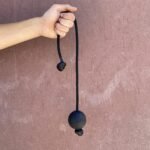 K9 Ops Dog Ball on a Rope Tug Toy - Rubber Fetch Training Reward - Large Dogs Durable Indestructible Chewers Pitbull Dobermann Rottweiler Shepherd (Coal Black - Black Rope) - Image 5