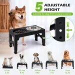 Elevated Round Slow Feeder Dog Bowls, Adjustable 3.15-12.2 in (8-31cm) Raised Dog Feeder with 2 Rust-Resistant Stainless Steel Bowls, Non-Slip & Dishwasher Safe for Small/Medium/Large Dogs - Image 3