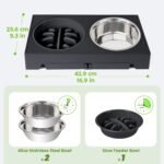 Elevated Round Slow Feeder Dog Bowls, Adjustable 3.15-12.2 in (8-31cm) Raised Dog Feeder with 2 Rust-Resistant Stainless Steel Bowls, Non-Slip & Dishwasher Safe for Small/Medium/Large Dogs - Image 6