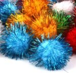 70pcs 3.5cm Glitzy Tinsel Sprayed Pompoms Balls Cat Toys - Image 4