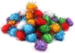 70pcs 3.5cm Glitzy Tinsel Sprayed Pompoms Balls Cat Toys - Image 8