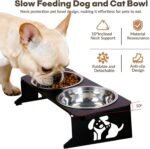 Raised Dog Bowl & Raised Cat Food Bowl，Elevated Raised Cat Bowl Stand with 2 Stainless Steel Cat Bowls, Anti-Vomit Pet Bowl Food Dish for Small Medium Dogs, Indoor Cats and Puppies (Black) - Image 3