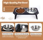 Raised Dog Bowl & Raised Cat Food Bowl，Elevated Raised Cat Bowl Stand with 2 Stainless Steel Cat Bowls, Anti-Vomit Pet Bowl Food Dish for Small Medium Dogs, Indoor Cats and Puppies (Black) - Image 4