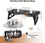 Raised Dog Bowl & Raised Cat Food Bowl，Elevated Raised Cat Bowl Stand with 2 Stainless Steel Cat Bowls, Anti-Vomit Pet Bowl Food Dish for Small Medium Dogs, Indoor Cats and Puppies (Black) - Image 6