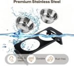 Raised Dog Bowl & Raised Cat Food Bowl，Elevated Raised Cat Bowl Stand with 2 Stainless Steel Cat Bowls, Anti-Vomit Pet Bowl Food Dish for Small Medium Dogs, Indoor Cats and Puppies (Black) - Image 7