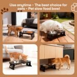 Raised Dog Bowl & Raised Cat Food Bowl，Elevated Raised Cat Bowl Stand with 2 Stainless Steel Cat Bowls, Anti-Vomit Pet Bowl Food Dish for Small Medium Dogs, Indoor Cats and Puppies (Black) - Image 8