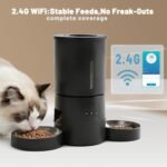 WiFi Dual Automatic Cat Feeder 2 Cats with APP Control,Programmable for 6 Meals/Day,4.2L Large Capacity Dry Pet Food Dispenser for 12 Portions/Meal,Dual Power (Black, Dual Bowls+WiFi) - Image 3
