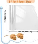 Cat Scratch Protector Set, 15.7" x 196.9" Self-Adhesive Cat Couch Scratch Protector. Mice Tail Cat Wand, 2 Mouse Toy with 20 Twist Pins, Cats Gift Transparent DIY Cutting Anti Scratch Furniture - Image 3