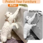 Cat Scratch Protector Set, 15.7" x 196.9" Self-Adhesive Cat Couch Scratch Protector. Mice Tail Cat Wand, 2 Mouse Toy with 20 Twist Pins, Cats Gift Transparent DIY Cutting Anti Scratch Furniture - Image 4