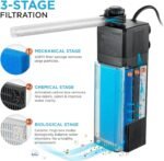 Internal Fish Tank Filter, 3W Adjustable Water Flow Submersible Aquarium Filter Pump for 5~10 Gallon Freshwater Saltwater, 2 Mode Aeration & Rainfall, TE-100(50GPH) - Image 3