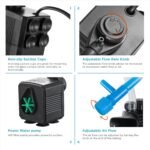 Internal Fish Tank Filter, 3W Adjustable Water Flow Submersible Aquarium Filter Pump for 5~10 Gallon Freshwater Saltwater, 2 Mode Aeration & Rainfall, TE-100(50GPH) - Image 6