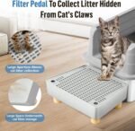 Extra Large Cat Litter Box Step Ramp, Cat's Litter Catcher Mat with Wooden Feet, Filter Function, Pedal Stool for Self-Cleaning Cat Litter Box, Ideal for Kitten & Elderly Cats (Light Grey) - Image 4