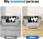 Extra Large Cat Litter Box Step Ramp, Cat's Litter Catcher Mat with Wooden Feet, Filter Function, Pedal Stool for Self-Cleaning Cat Litter Box, Ideal for Kitten & Elderly Cats (Light Grey) - Image 7