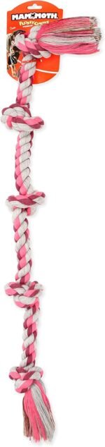 Mammoth Flossy Chews Cottonblend Color 5-Knot Rope Tug, X-Large, 36-Inch - Image 3