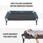 Veehoo Raised Dog Bed XL, Elevated Pet Cot with Guardrail & Slope Headrest, Durable Breathable Teslin Mesh Dog Cot, Washable Pet Bed with Non-Slip Feet for Indoor & Outdoor, 120×81cm, Black - Image 3