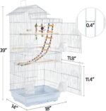 Yaheetech 39-inch Roof Top Medium Parakeet Bird Cages for Cockatiels Conures Finches Budgies Canaries Lovebirds Parakeets Green Cheek Small Birds Parrots, Travel Flight Birdcage w/Toys, White - Image 5