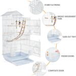 Yaheetech 39-inch Roof Top Medium Parakeet Bird Cages for Cockatiels Conures Finches Budgies Canaries Lovebirds Parakeets Green Cheek Small Birds Parrots, Travel Flight Birdcage w/Toys, White - Image 6