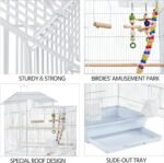 Yaheetech 39-inch Roof Top Medium Parakeet Bird Cages for Cockatiels Conures Finches Budgies Canaries Lovebirds Parakeets Green Cheek Small Birds Parrots, Travel Flight Birdcage w/Toys, White - Image 7