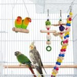 Yaheetech 39-inch Roof Top Medium Parakeet Bird Cages for Cockatiels Conures Finches Budgies Canaries Lovebirds Parakeets Green Cheek Small Birds Parrots, Travel Flight Birdcage w/Toys, White - Image 8