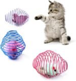 5Pcs Cat Spring Balls, Stretchable Cat Spring Toy Balls Interactive Caged Rats Rolling Cat Balls Cat Toys, Comes with 2 jingle bell balls, for Indoor Cats Playing(Random color) - Image 4