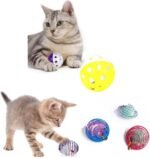 5Pcs Cat Spring Balls, Stretchable Cat Spring Toy Balls Interactive Caged Rats Rolling Cat Balls Cat Toys, Comes with 2 jingle bell balls, for Indoor Cats Playing(Random color) - Image 7