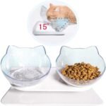 Cat Bowl with Raised Stand,Detachable and Transparent Double Cat Food Bowl,15° Tilted Cat Bowls Stress-Free Suit for Cats Small Dogs (White) - Image 3