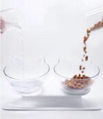 Cat Bowl with Raised Stand,Detachable and Transparent Double Cat Food Bowl,15° Tilted Cat Bowls Stress-Free Suit for Cats Small Dogs (White) - Image 4