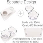 Cat Bowl with Raised Stand,Detachable and Transparent Double Cat Food Bowl,15° Tilted Cat Bowls Stress-Free Suit for Cats Small Dogs (White) - Image 6