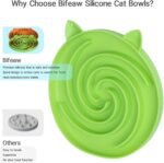 Slow Feeder Cat Bowl, Easy to Clean Silicone Bowl, Ideal for Dry and Wet Food (Orange and Cyan) - Image 3