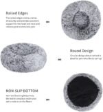 Donut Dog Bed, Cat Calming Bed Anti-Anxiety Round Fluffy Faux Plush Soft Warming Cushion Sofa Beds for Small Medium Large Dogs Cats Washable JD003 (20 inch, Gradient Grey) - Image 3