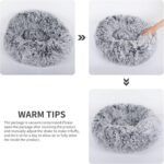 Donut Dog Bed, Cat Calming Bed Anti-Anxiety Round Fluffy Faux Plush Soft Warming Cushion Sofa Beds for Small Medium Large Dogs Cats Washable JD003 (20 inch, Gradient Grey) - Image 5