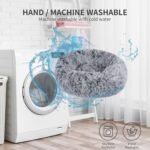 Donut Dog Bed, Cat Calming Bed Anti-Anxiety Round Fluffy Faux Plush Soft Warming Cushion Sofa Beds for Small Medium Large Dogs Cats Washable JD003 (20 inch, Gradient Grey) - Image 6