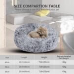 Donut Dog Bed, Cat Calming Bed Anti-Anxiety Round Fluffy Faux Plush Soft Warming Cushion Sofa Beds for Small Medium Large Dogs Cats Washable JD003 (20 inch, Gradient Grey) - Image 7