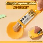 2pcs Cat Strip Feeder, Happy Spoon for Cats, Lickable Squeezable Creamy Treat, Wet Treats Dispenser, Cat Treat Spoon Squeeze, (Beige&Green/Beige&Orange) - Image 4