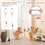 Interactive Cat Toy, Flapping Bird & Rotating Feather Teaser for Indoor Cats, Hanging Doorway Cat Toys with Fishing Pole for Exercise, Boredom Relief & Fun Games (Gray) - Image 3