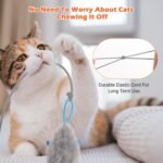 Interactive Cat Toy, Flapping Bird & Rotating Feather Teaser for Indoor Cats, Hanging Doorway Cat Toys with Fishing Pole for Exercise, Boredom Relief & Fun Games (Gray) - Image 9