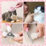 VCZONE 8 Pcs Cat Brush Grooming Kits, Pet Self Cleaning Kit with Pet Nail Clipper and File, Flea Comb, Pet Shampoo Bath Brush, Pet Shedding Brush, Silicone Toothbrush (Pink) - Image 4