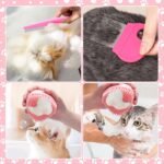 VCZONE 8 Pcs Cat Brush Grooming Kits, Pet Self Cleaning Kit with Pet Nail Clipper and File, Flea Comb, Pet Shampoo Bath Brush, Pet Shedding Brush, Silicone Toothbrush (Pink) - Image 5