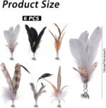 6 Pcs Cat Feather Toys with Bells, Feather Teaser Cat Toy, Replacement Feather Refills with Bells, Exerciser Playing Toy for Kitten or cat - Image 8