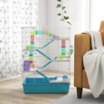 PawHut Hamster Cage, 6 Tier Small Animal Cage with Tubes and Tunnels, 32" DIY Design Large Hamster Cage with Hut, Wheel, Food Dish, Water Bottle, Ramps, for Dwarf & Gerbil, Light Blue - Image 9