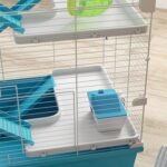PawHut Hamster Cage, 6 Tier Small Animal Cage with Tubes and Tunnels, 32" DIY Design Large Hamster Cage with Hut, Wheel, Food Dish, Water Bottle, Ramps, for Dwarf & Gerbil, Light Blue - Image 10